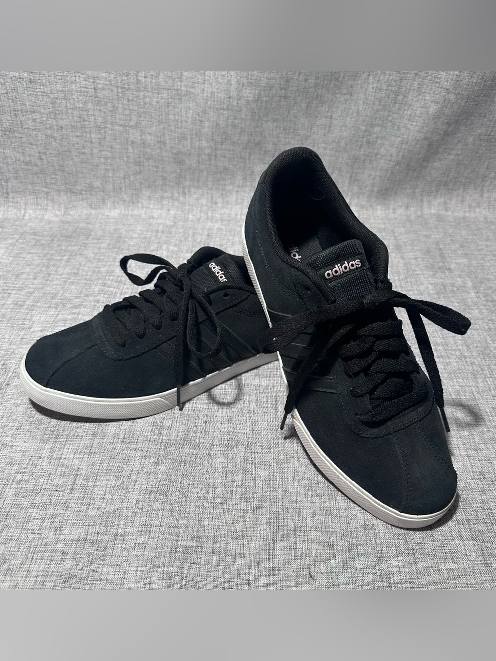 adidas Black Low-Top Canvas Sneakers with White Sole